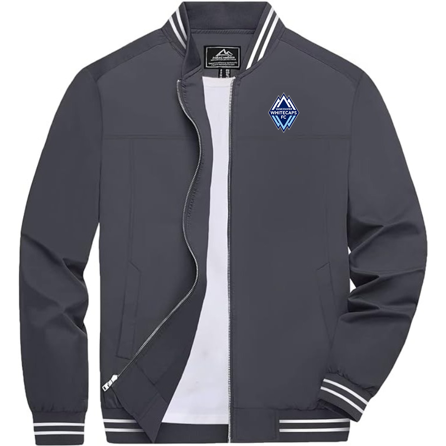 Men's Vancouver Whitecaps FC Lightweight Zip-Up Bomber Jacket  Ribbed Collar and Cuffs Outerwear